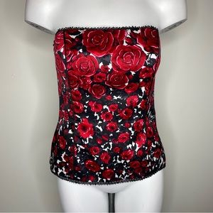 White House Black Market Bustier 2 Roses Print